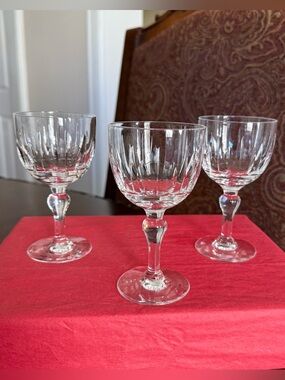 3 Stuart Crystal Hand Blown Hampshire Port Wine Glasses Vertical Lines *READ*